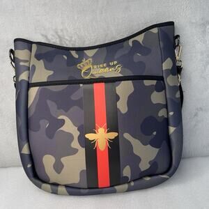 Parker & Hyde Crossover‎ Tote Shoulder Beach Casual Bag Camouflage Moth Stripe